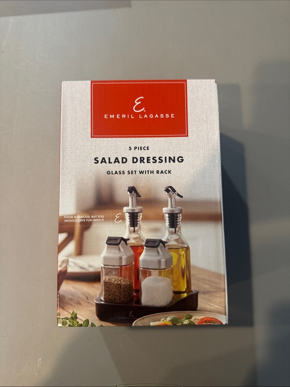 Emeril Lagasse 5 Piece Salad Dressing Glass Set w/ Rack